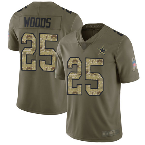 Men Dallas Cowboys Limited Olive Camo Xavier Woods #25 2017 Salute to Service NFL Jersey